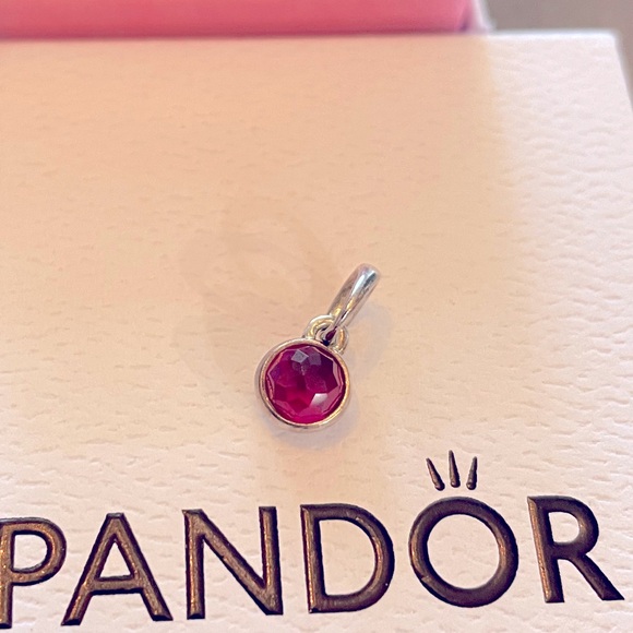 Authentic Pandora July droplet dangle charm red cz - Picture 1 of 6
